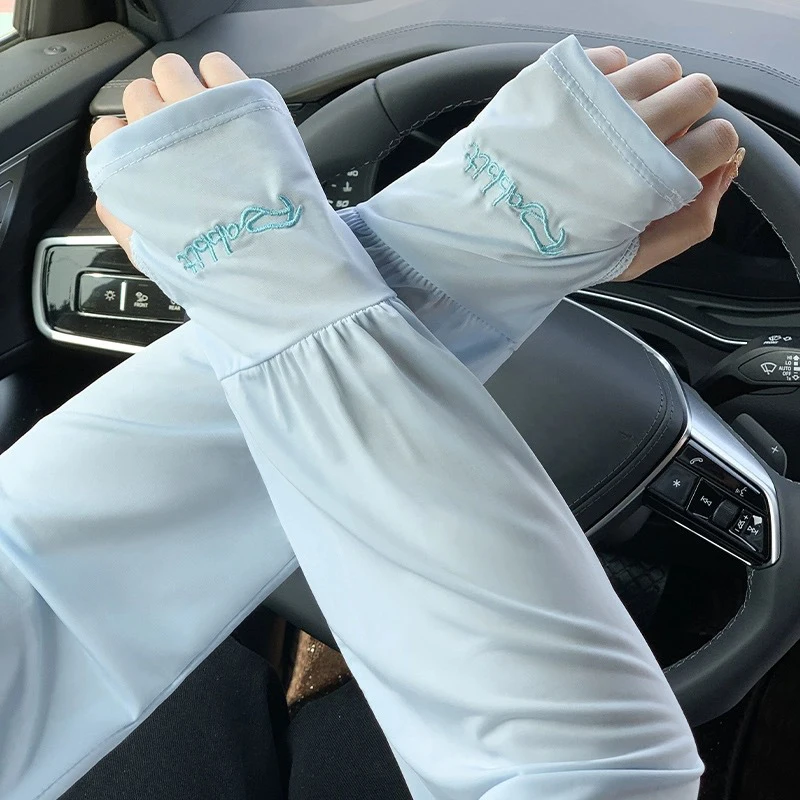 Sun Protection Cooling Ice Sleeves Anti-UV Silk Arm Cover For Men Women Light And Loose Breathable Ice Sleeves Outdoor Summer