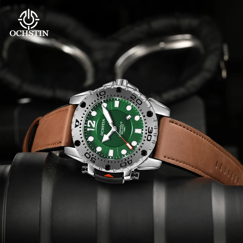 

OCHSTIN Men's Sport Watches Luxury Casual Watch Quartz High Quality New Genuine Leather Strap Waterproof Gift Wristwatch