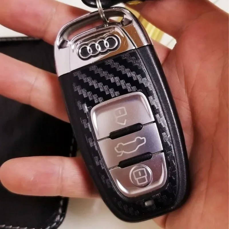 لأودي A4 A6 RS4 A5 A7 A8 S5 RS5 Q5 S5 S6 ألياف الكربون مفتاح السيارة حماية ملصق مفتاح ذكي تجديد الملحقات الداخلية #5