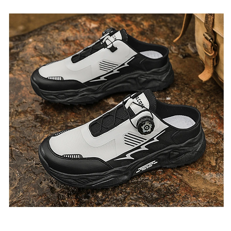 Herren Koreanische Lässige Atmungsaktive Freizeitschuhe Sommer Weichsohlige Rutschfeste Jugend-Halbslipper mit Drehbaren Schnürsenkeln Sport-Trendschuhe – Detail 20
