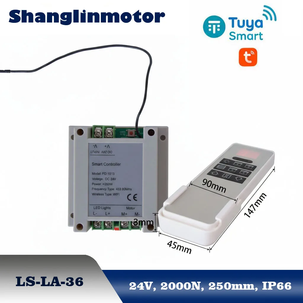 

Tuya WiFi Smart Controller 24V for Linear Actuator & 10A LED Light Strip Remote Group Control for Electric Pergola Motor Blinds
