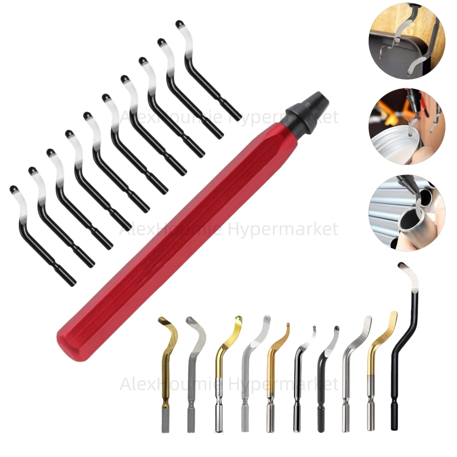 

20PCS Rotary Deburr Blades Set with RB1000 Metal Handle Debur Knife Burr Remover Tool for Copper Aluminum Plastic 3D Printing
