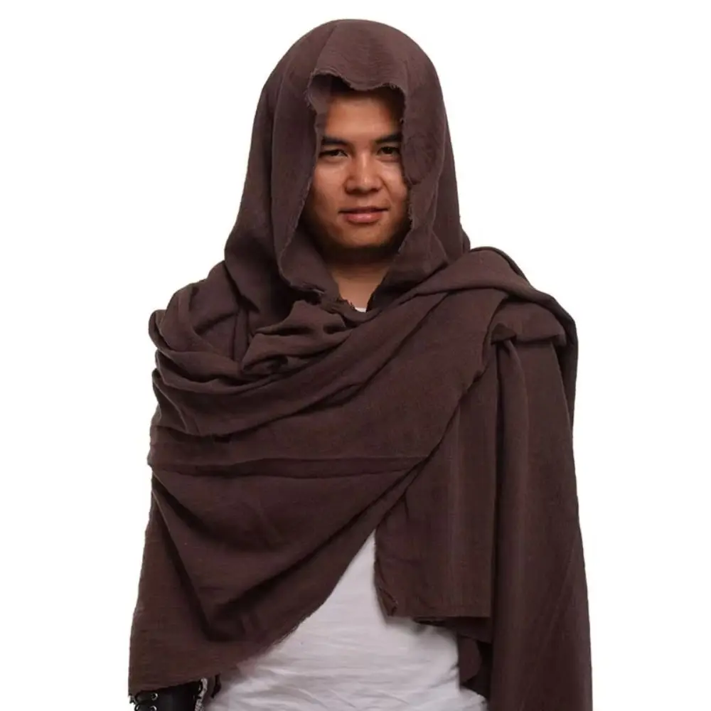 Capa de hombro para Cosplay de pirata Medieval, media capa, capucha Vintage, disfraz renacentista, capa Retro, bufanda con capucha, envoltura negra y verde