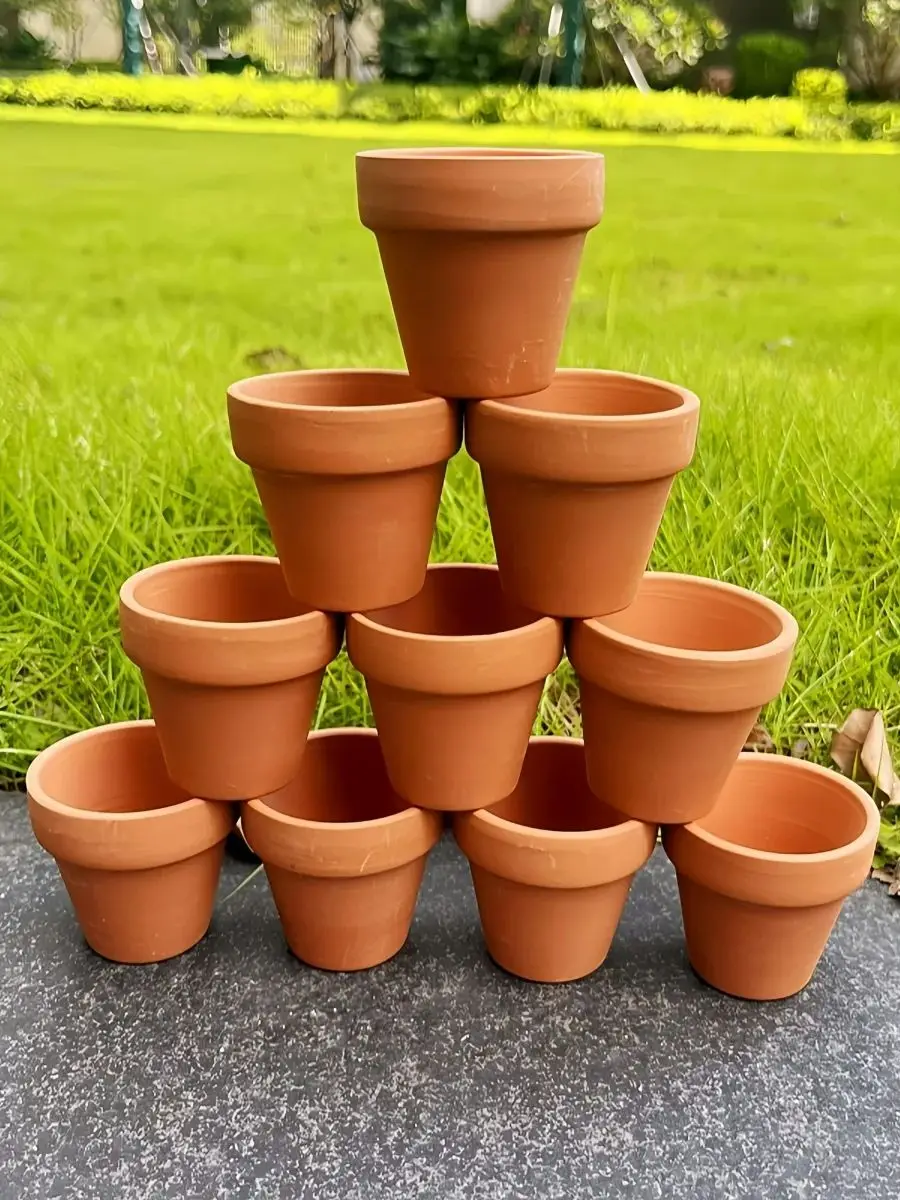 10 Stück 2,2'' Terra Cotta Töpfe Keramik Pflanzgefäß Kaktus Blumentopf Sukkulenten Topf mit Entwässerungsloch – ideal für Pflanzen, Kunsthandwerk – Detail 1