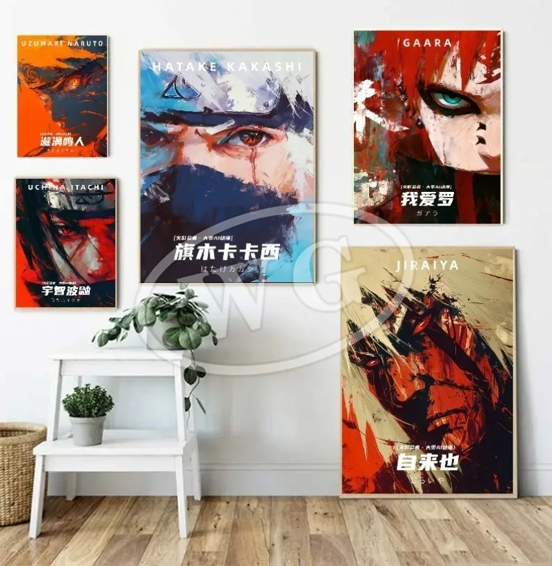 Naruto HD Poster Kakashi Sasuke Itachi Uchiha Akatsuki Anime Character Canvas Painting for Modern Home Decoration Aesthetic Gift