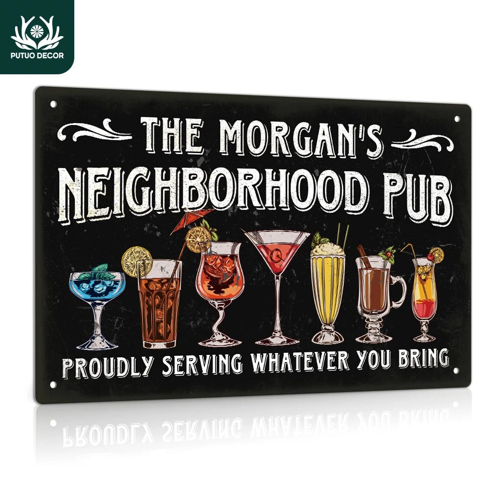 

Putuo Decor-Custom Metal Sign, The Morgan's Neighborhood Pub, Personalized Wall Decoration for Home, Farmhouse, Man Cave, 1Pc