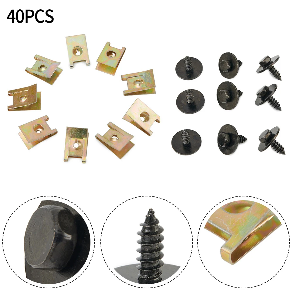 Part Mud Flaps Clips 40Pcs Pack Accessories Wear-resistance Undertray 40Pcs pack Fixing Hex Screw High Quality