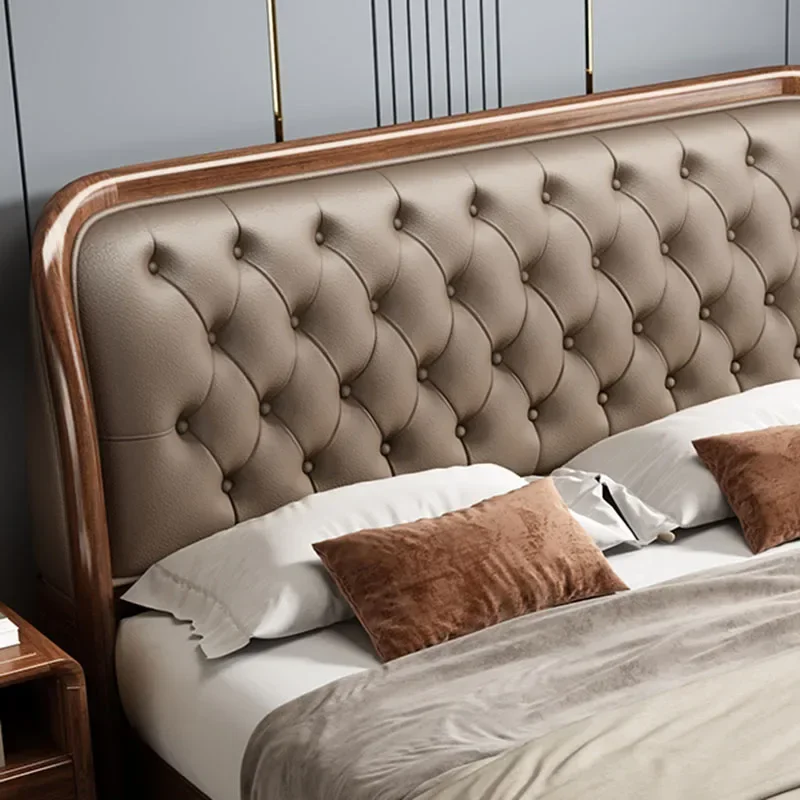 Craft European Double Bed Tall Headboard Elegant Luxury Bedroom Frame Bed King Service Headboards Professional Salon Furniture