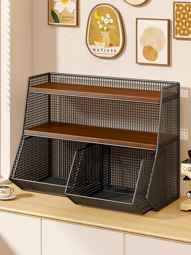 kitchen-table-desktop-organizer-rack-cup-holder-tea-bag-storage-box-multi-layer-pull-out-shelf-metal-simple-style-xaoimi