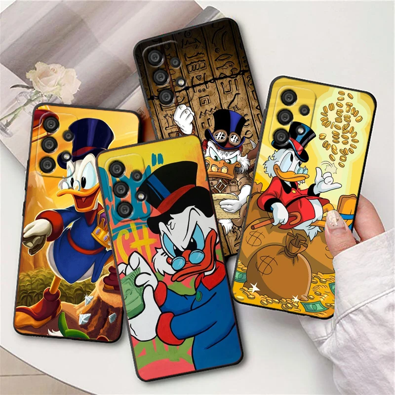 Scrooge McDuck For Samsung A55 A35 A25 A15 A14 A73 A53 A13 A05S A03S A02S A71 A52 A32 Black Soft Phone Case