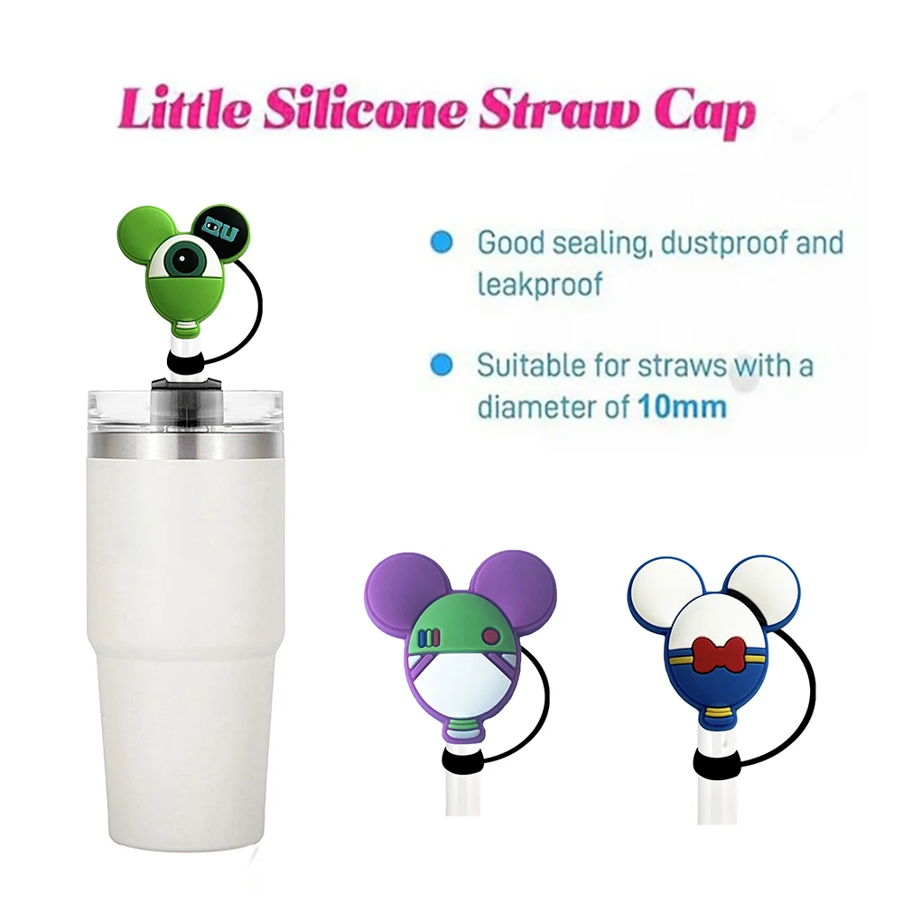 1-10pcs Cartoon Straw Cover Cap 10MM Silicone Drink Straw Plug Reusable Splash Proof Drinking Cup Straw Cap Accessories