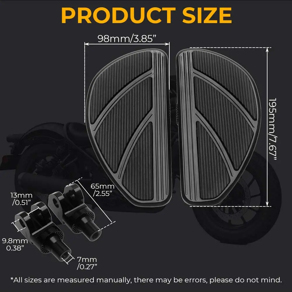 2 Pieces Rider Footrest With Non-Slip Rubber Floorboards Fit For Honda Rebel Cmx300 Cmx500 2017-2026 High Quality Material Black