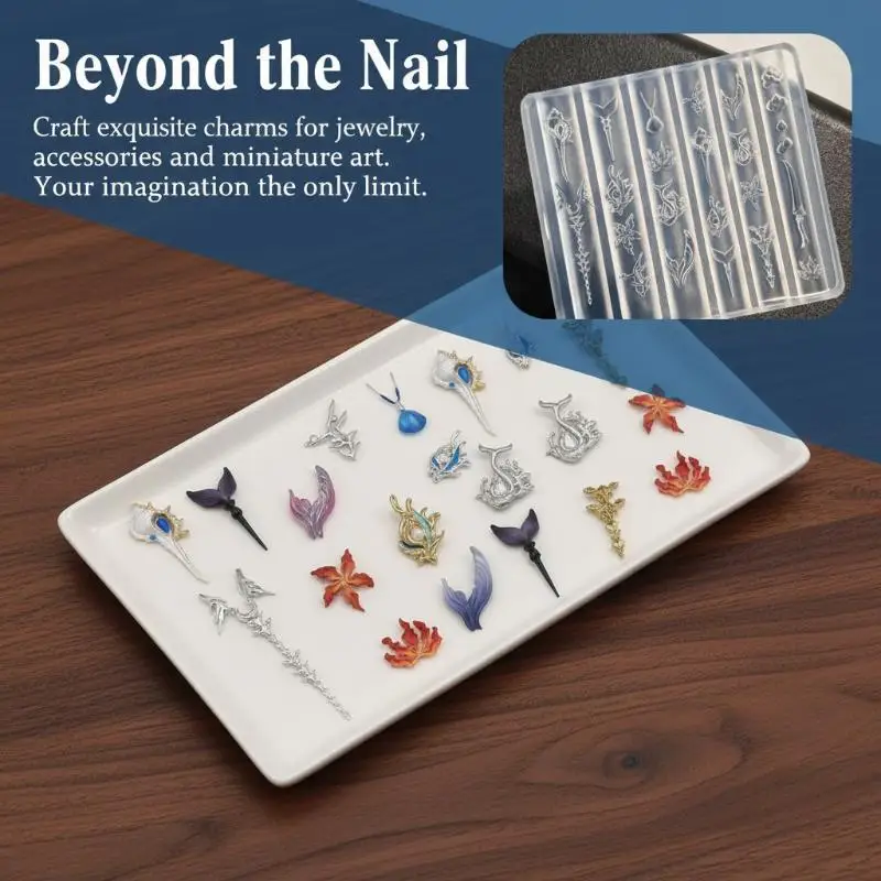 Ocean Series Silicone Nail Mold 8 Styles Shell and Conch Patterns for Manicure DIY Nail Art Tool Professional Salon Use