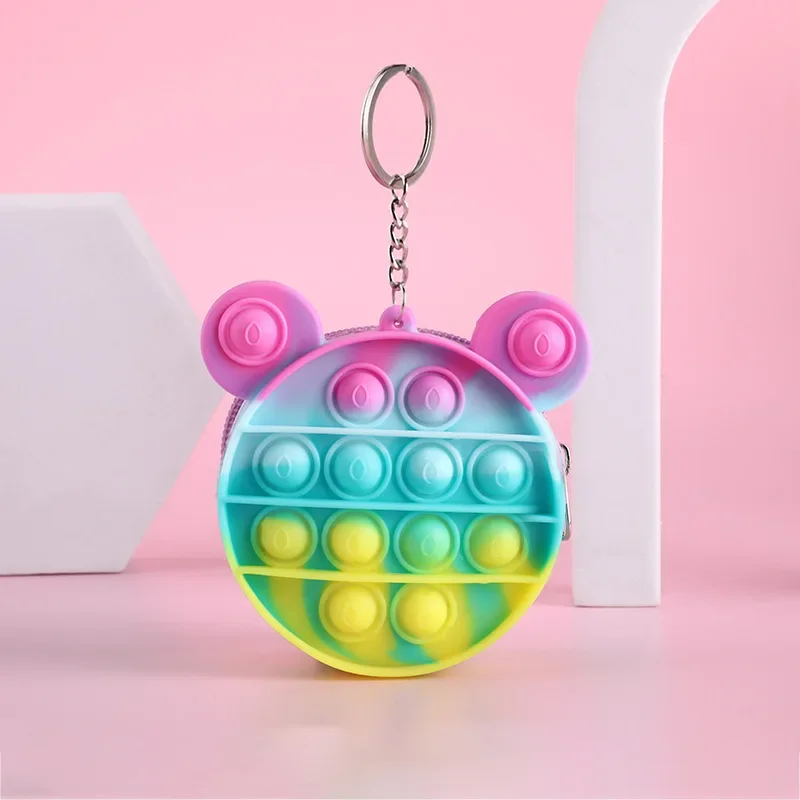 Children's Decompression and Decompression Toy Bag Bubble Pinch Le Rainbow Macaron Color Change Bag Chain Strap Crossbody Bag