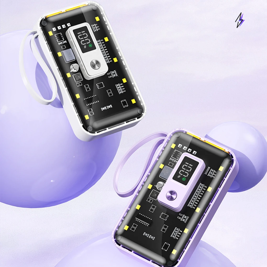 22.5W 10000mah Power Bank Cases Battery Storage Box Night Light type-C USB Charge DIY Shell for iPhone Xiaomi 21700 Battery Box