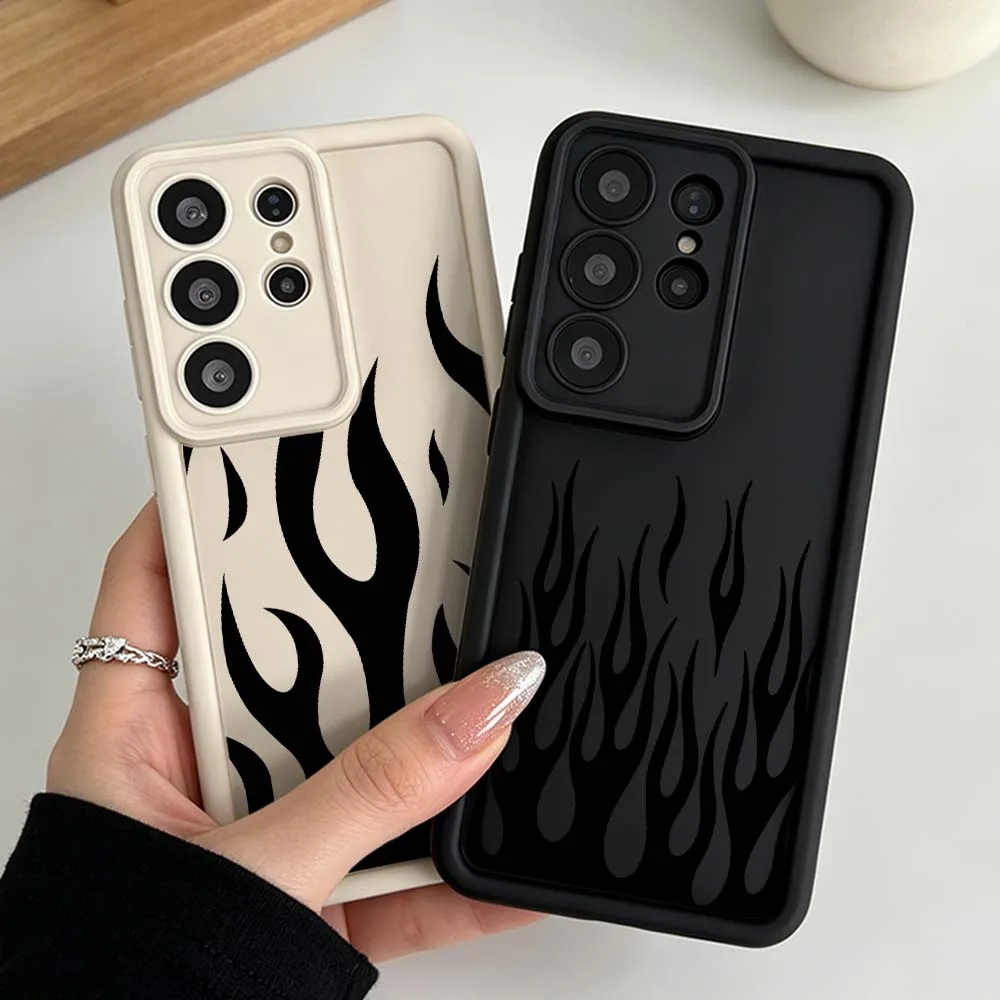 Minimalist Black Fire For Samsung Galaxy S26 S25 S24 S23 S22 S21 S20 Note 20 Ultra Plus FE Eye Ladder Phone Case Cover