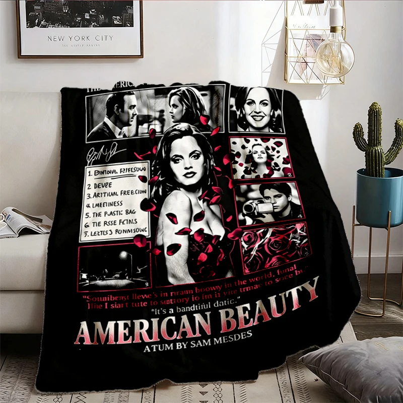American Beauty 1999 Film Graphic Flannel Throw Rose Petals Cinema Flannel Blanket