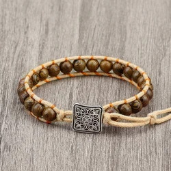 6mm Braided Rope Wood Beaded Bracelets Women Men Handmade Charm Tibetan Buddha Bangle Adjustable Yoga Meditation Fashion Jewelry