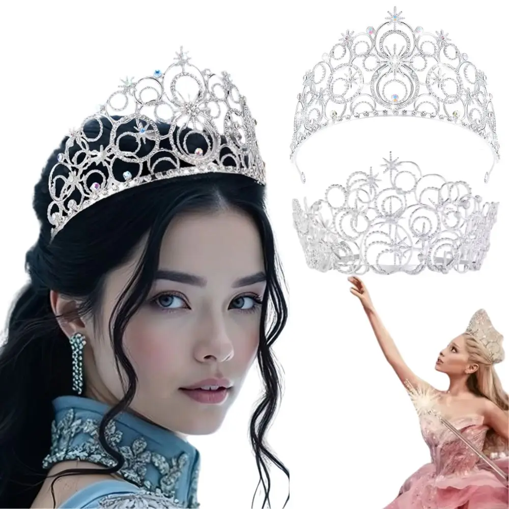 Wicked Glinda Crown Cosplay Fantasia Disguise Costume Headgear for Women Girls Dress Up Halloween Carnival Costume Accessories