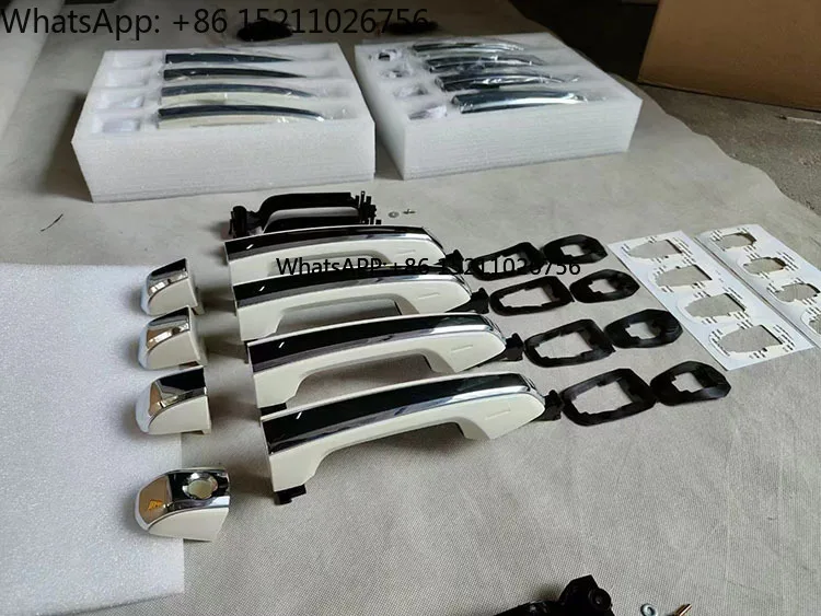 النموذج الأصلي الذكي لؤلؤي أبيض أسود كروم مقبض باب السيارة ترقية مقبض خارجي لتحديث لكزس lx570 من 2009 إلى 2021 #4