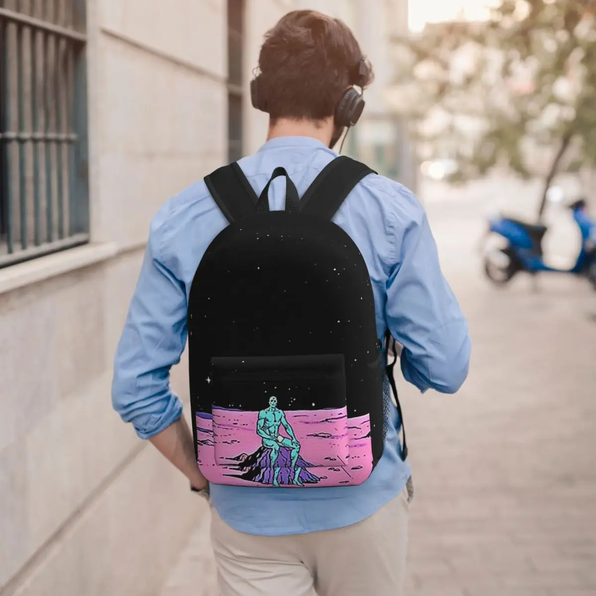 (Fixed) Dr. Manhattan Sitting On Mars (comic) Student Backpack School Bag Hiking Travel Daypack Boys Girls Bookbag Shoulder Bags