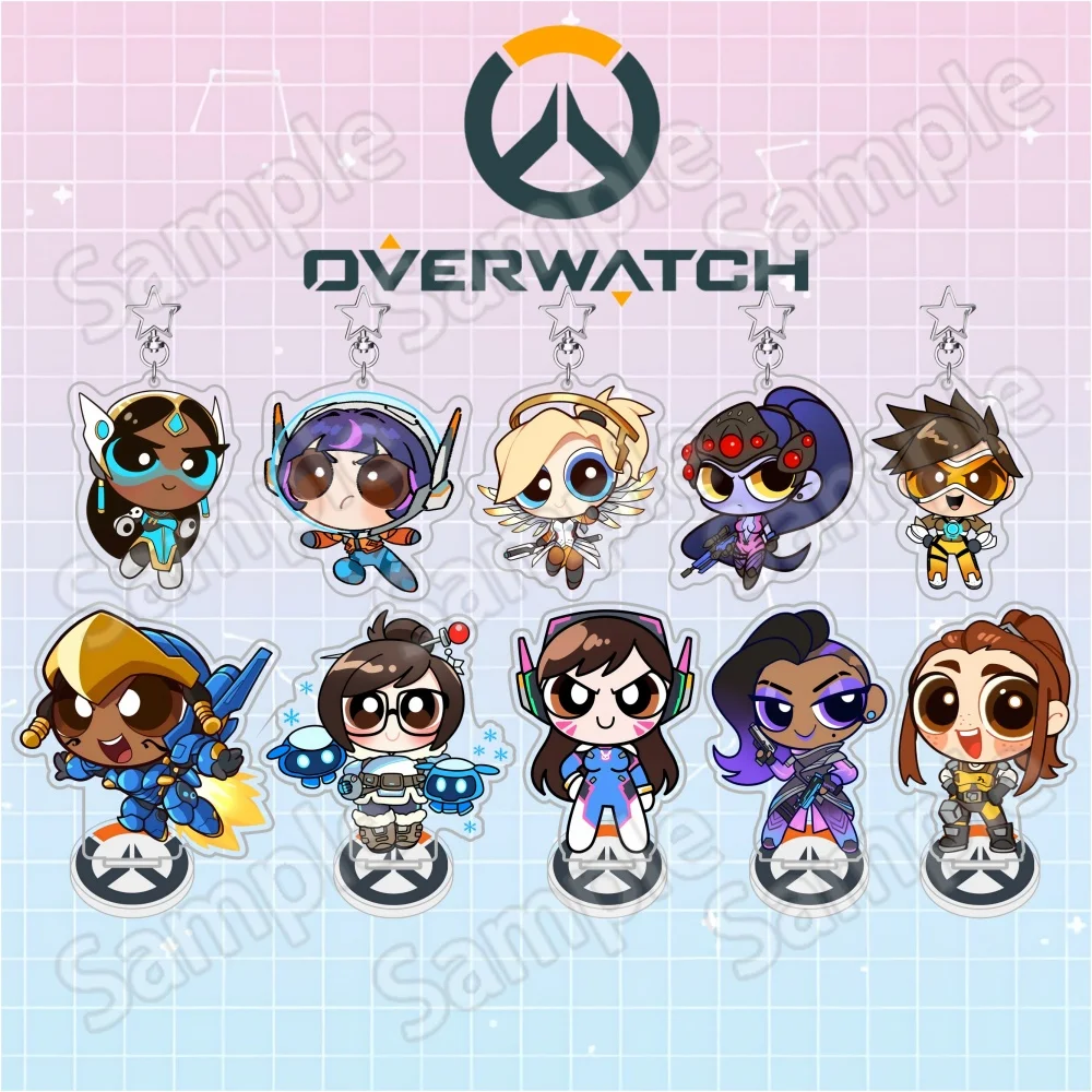 Overwatch2 Juno Mercy D.Va Tracer 6-10cm Acrylic Stand Keychain game Desktop Ornament Collectible Gift