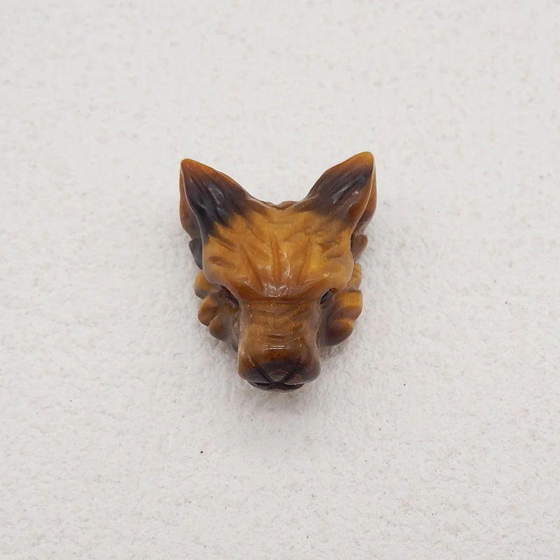 

Natural Stone Carved Wolf Head Tiger's Eye Pendant Bead 23x17x10mm 4.4g Fashion Jewerly Man Jewelry Accessories