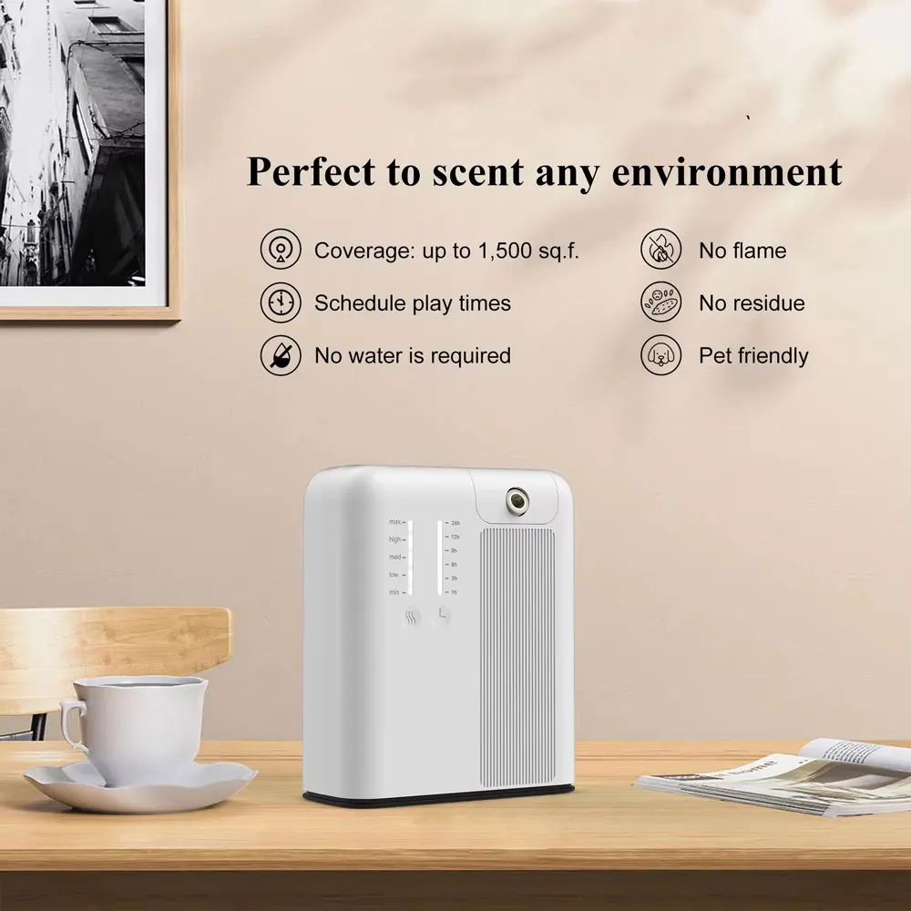 500m³ Fragrance Diffuser Bluetooth WIFI Control Wall Mounted Hotel Aroma Diffuser Commercial Waterless Essential Oil Diffuser