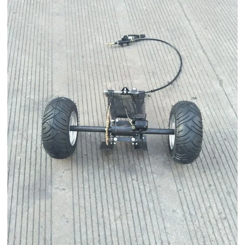 four-wheeled two-wheeled to three-wheeled motorcycle, modified ATV rear axle suspension rear axle, 6-inch wheels with brakes