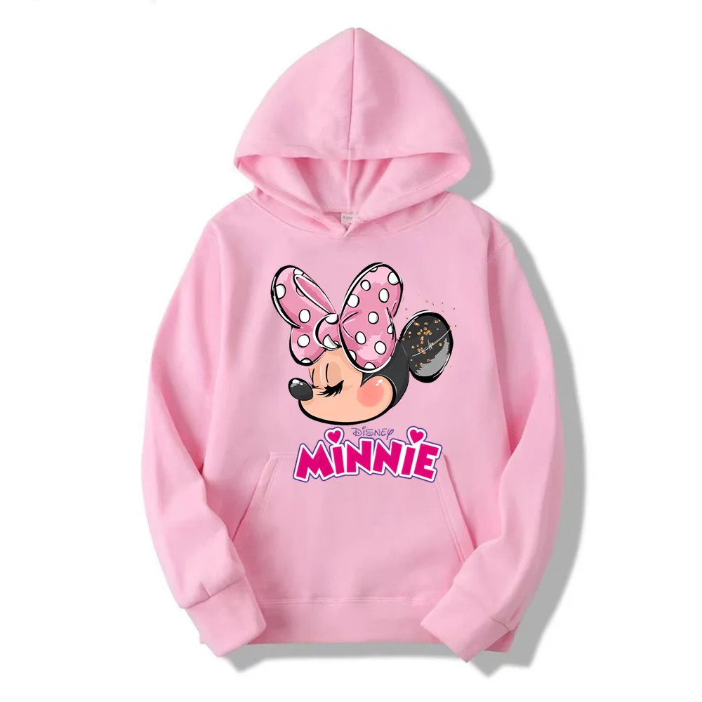 

2024 New Disney Minnie Mouse Cartoon Anime Women Pullover Tops Spring Autumn Lady Casual Sweatshirt Pink Couple Hoodie Clothes