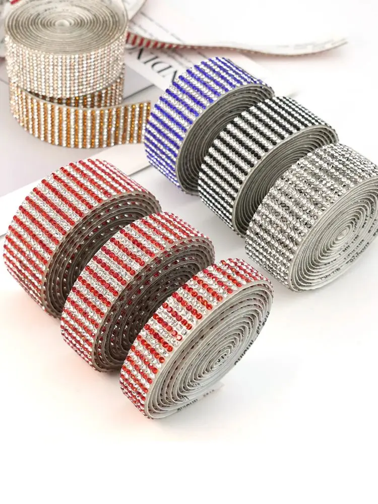 10 Yard Strassbänder Silber mit Abstandshaltern Selbstklebende Kristall-Diamant-Bänder für DIY-Kunsthandwerk Hochzeit Party Geschenkverpackung Dekoration – Detail 5