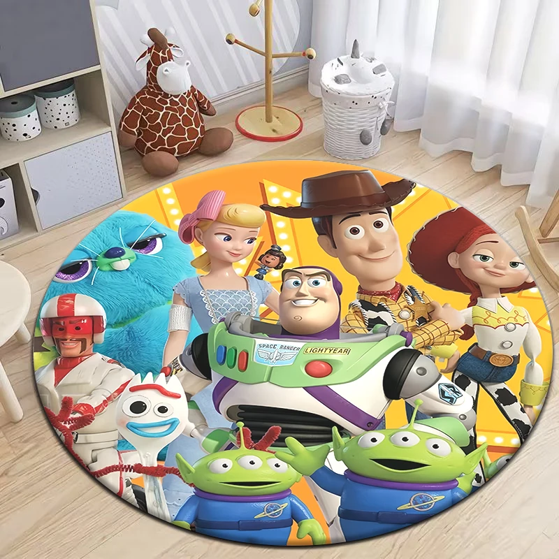 Toy Story Cute Cartoon Printed Round Carpet, Bedroom Balcony Entrance Door Sofa Kitchen Non-slip Mat Home Decoration Gift Rug