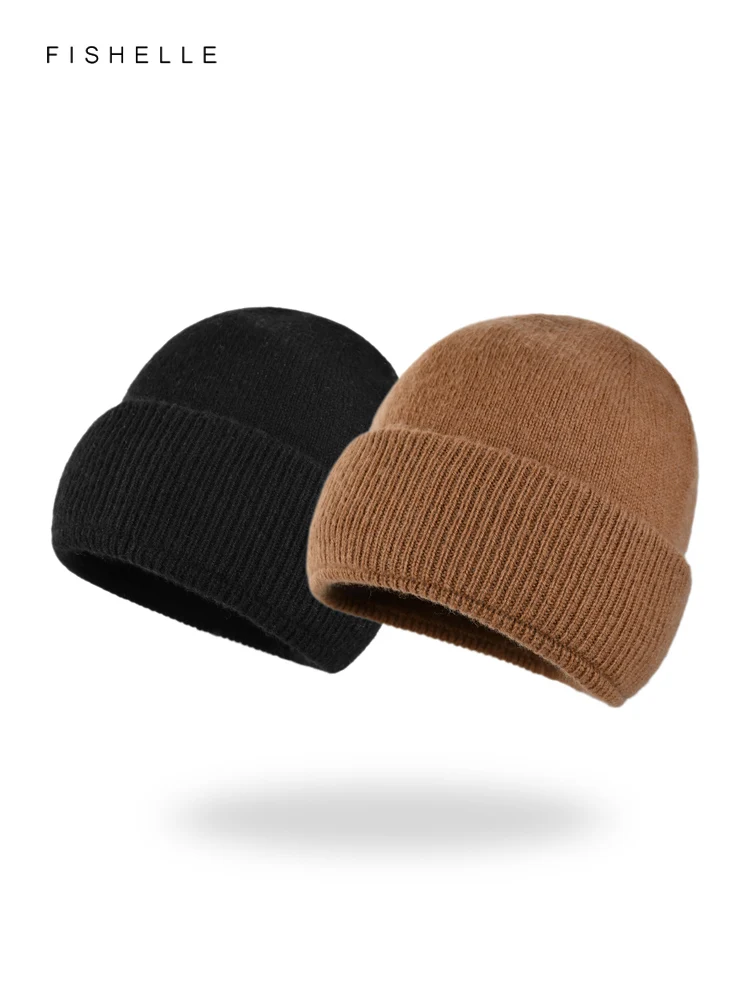 New design soft solid pure wool hat women\'s winter warmth knitted wool cap for men\'s cold hat thin beanie adults gifts