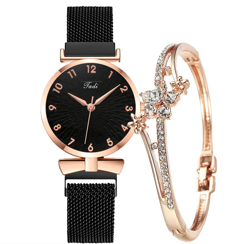 

Women Watch Magnetic Mesh Band Watch Ladies Luxury Brand Ladies Casual Mesh Lucky Flower Bracelet Female Watches