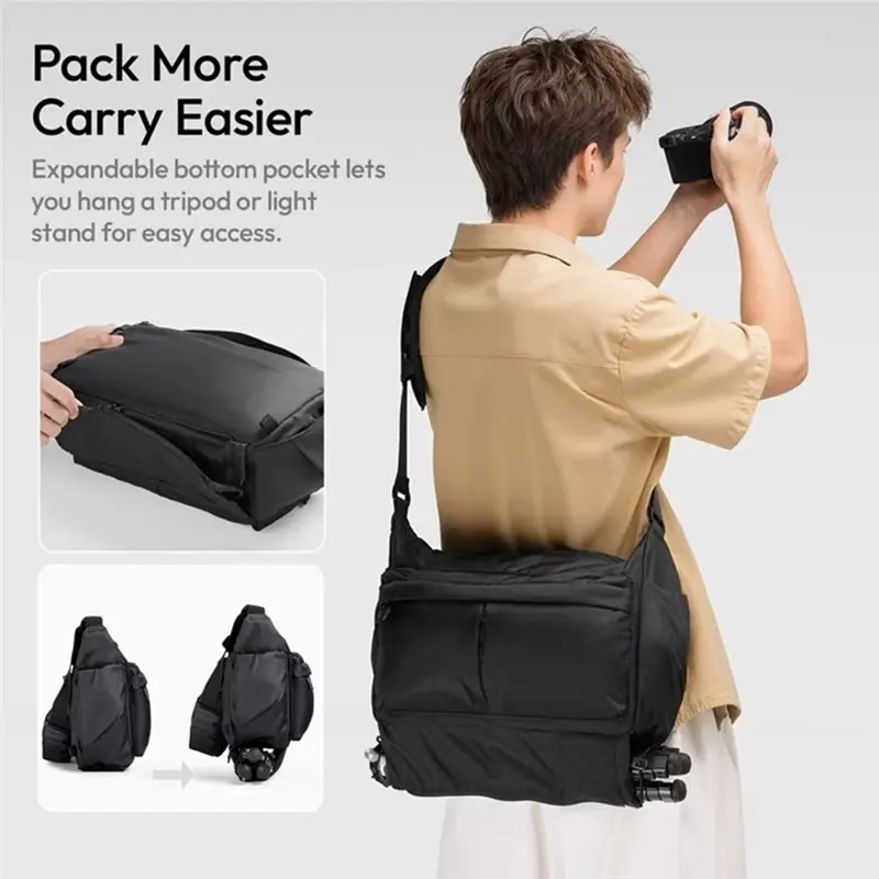 A33T-U023 Outdoor Sling Bag Shoulder Carry Bag For Mirrorless Camera Photography Equipment Storage For Fill Light