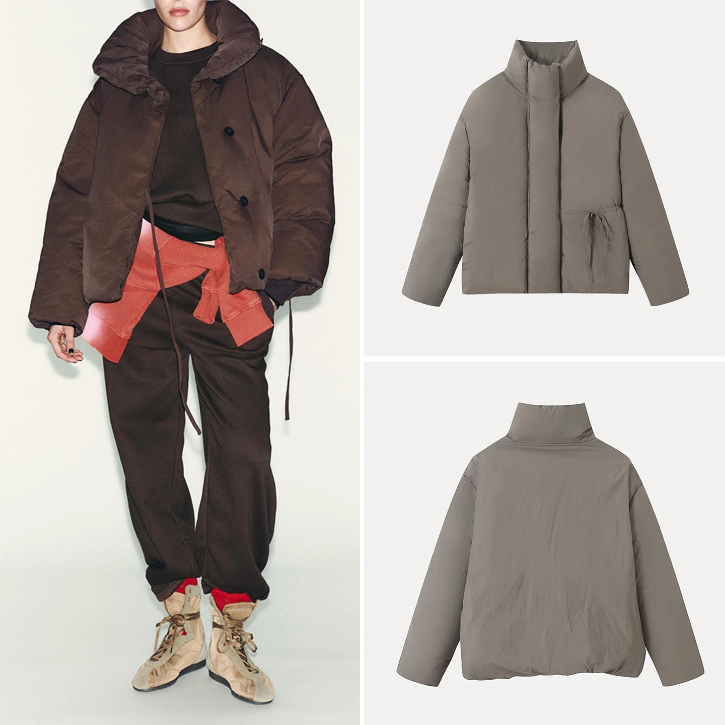 

Knot ort Sve Long Coat for Women Autumn 2025 New Sle Belted Outerwear Stand Collar Other Material Ladies