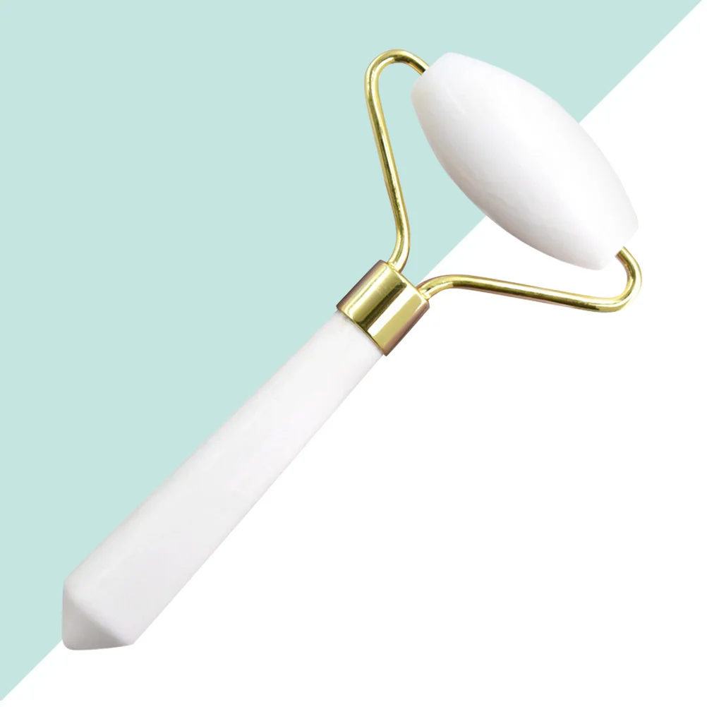 ลูกกลิ้งนวดหน้าหยกขาวธรรมชาติ 1 ชิ้น เครื่องมือนวดผิวหน้าเพื่อการดูแลผิว ลดอาการบวม นวดหน้าสำหรับอาการไมเกรน เพื่อความงาม