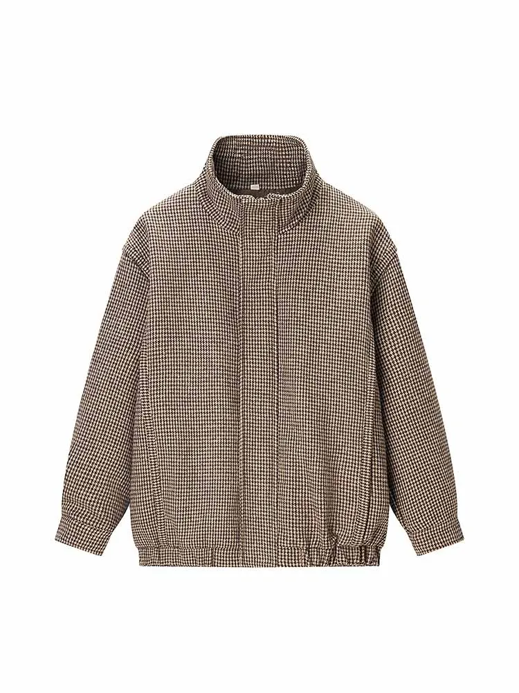 

HH Trendy Woman Spring Fashion Long Sleeves Stand Collar Solid Color Plaid Zipper Bomber Jacket Female Casual Versatile Jacket