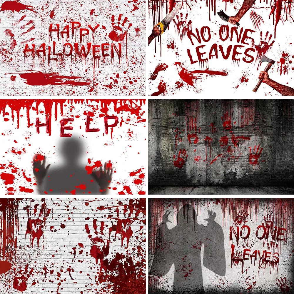 

Mocsicka Bloody Halloween Photography Backdrops Horror Blood Splatter Happy Halloween Party Photo Background Decor Studio Props