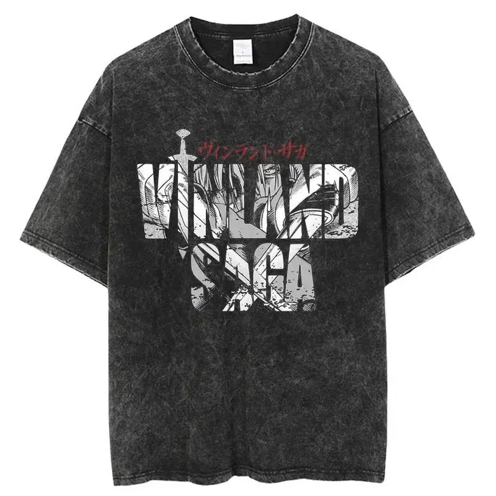 Herren Vinland Saga "I Have No Enemies" Grafik-T-Shirt Thorfinn Anime-Print Vintage Washed Oversized Casual Streetwear T-Shirt – Detail 7