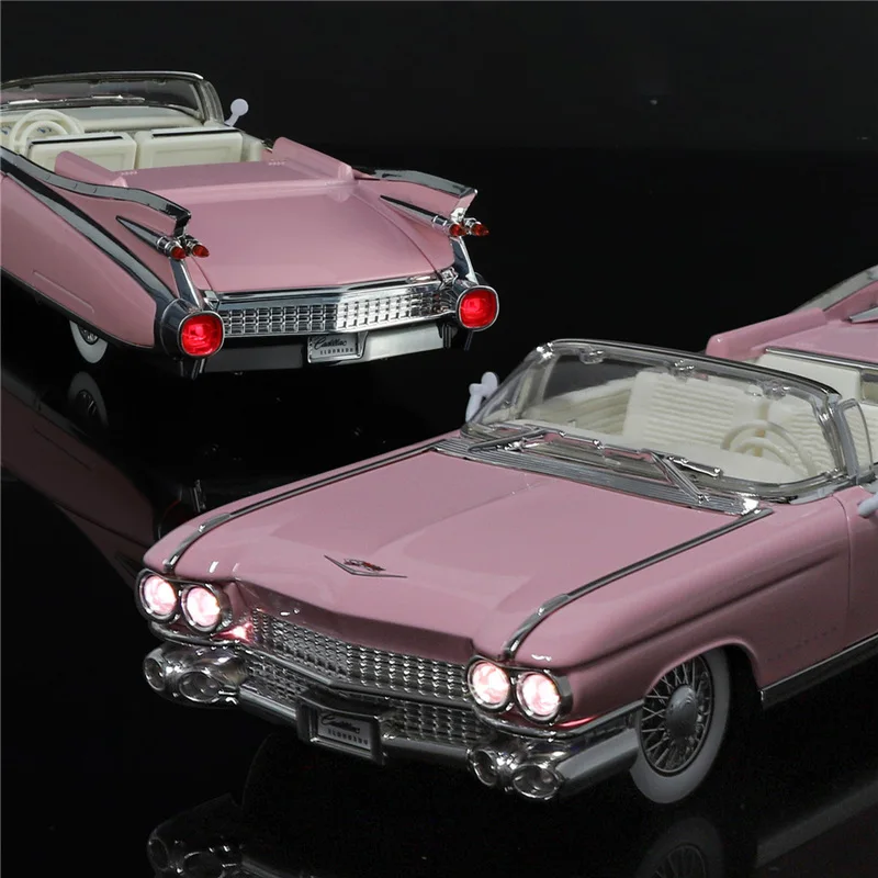 1/24 Pink Eldorado Biarritz Serie 62, Legierungsautomodell, Druckguss, Metall, klassische Sportfahrzeuge, Automodell, Ton, Licht, Kinderspielzeug, Geschenk