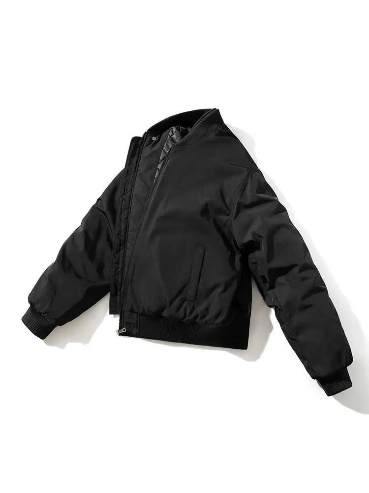 

Бейсбольная куртка-пилот для подростков (мальчиков и девочек), осенне-зимняя, утепленная, длинная, с отстегивающимся капюшоном, простой стиль