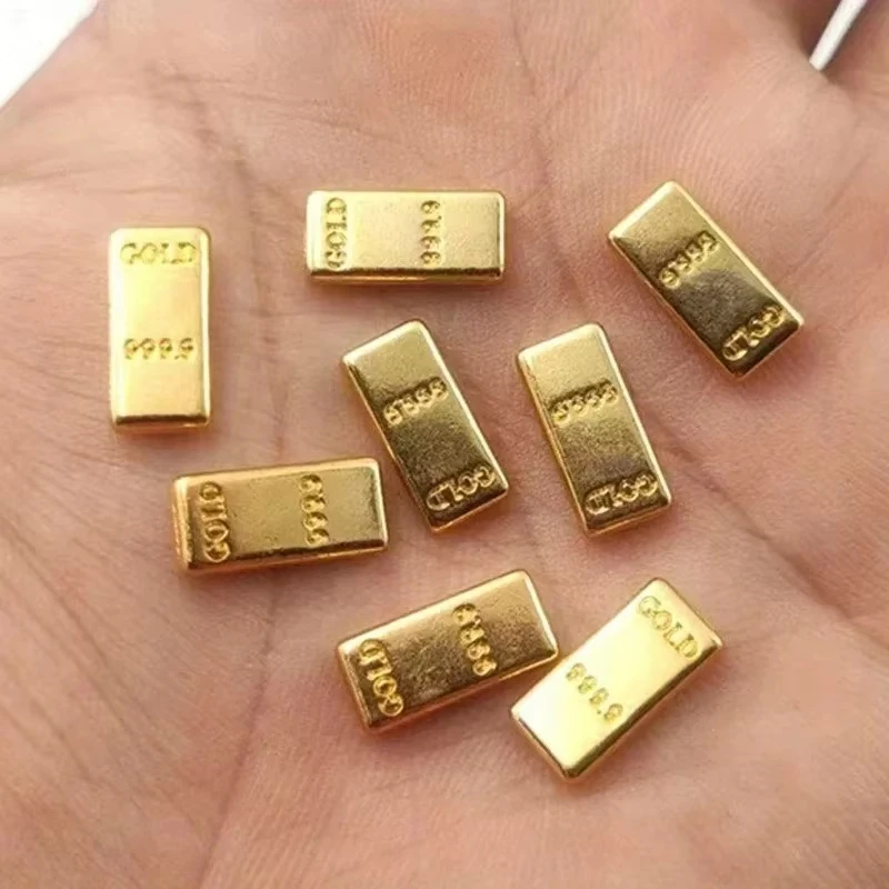 Craft Collection Simulated Mini Gold Bar Plastic with Alloy Plating Home Desktop Decoration Ornament Housewarming Gift