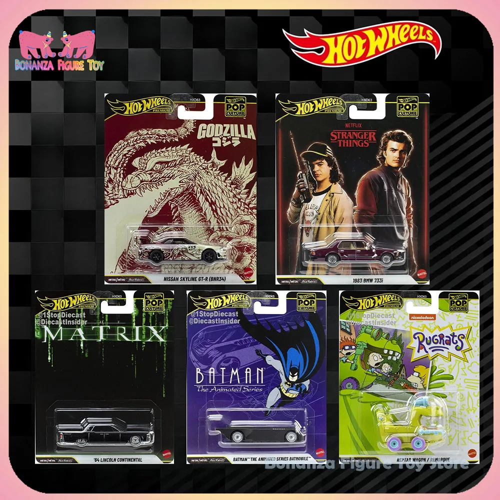 

New 2026 1/64 Hot Wheels Car Model Pop Culture Series BMW Lincoln Skyline Nissan Alloy Cars Model Collection Design Gift Toys
