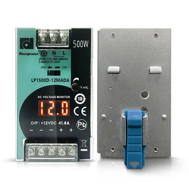 

Reignpower 500W 12V 24V 48V DIN Rail Switching Power Digital Display Power AC To DC Single Output Industrial Power Supply
