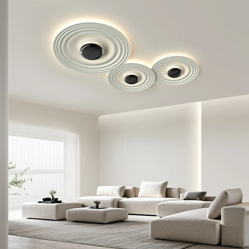 Plafonnier minimaliste pour salon, crème vent avancé, italien, lumière principale, lampes modernes simples