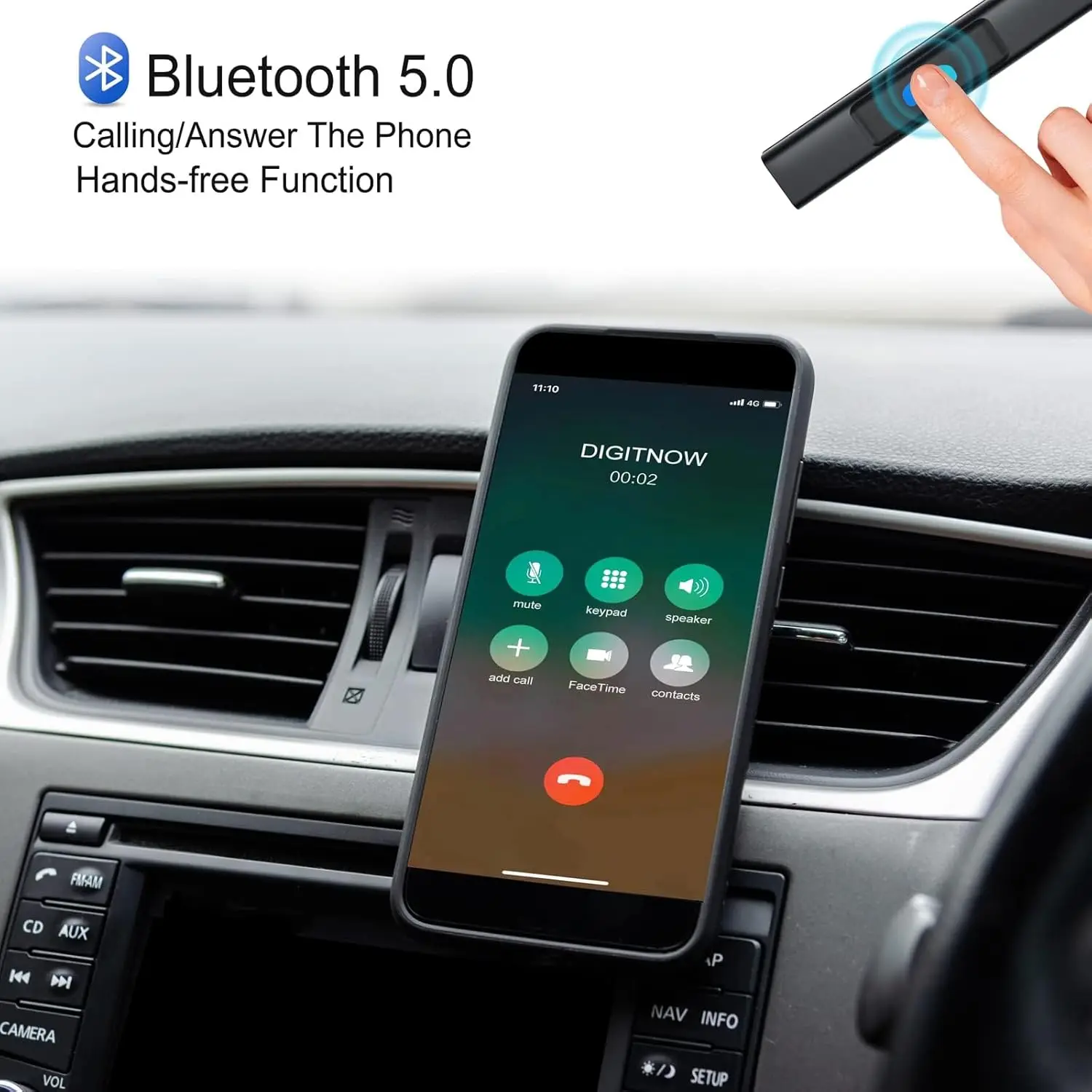 Car Audio Cassette Adapter Receiver, Bluetooth 5.0 Cassette Aux Adapter for Listening Mobile Phone Music and Car Voice Handsfree