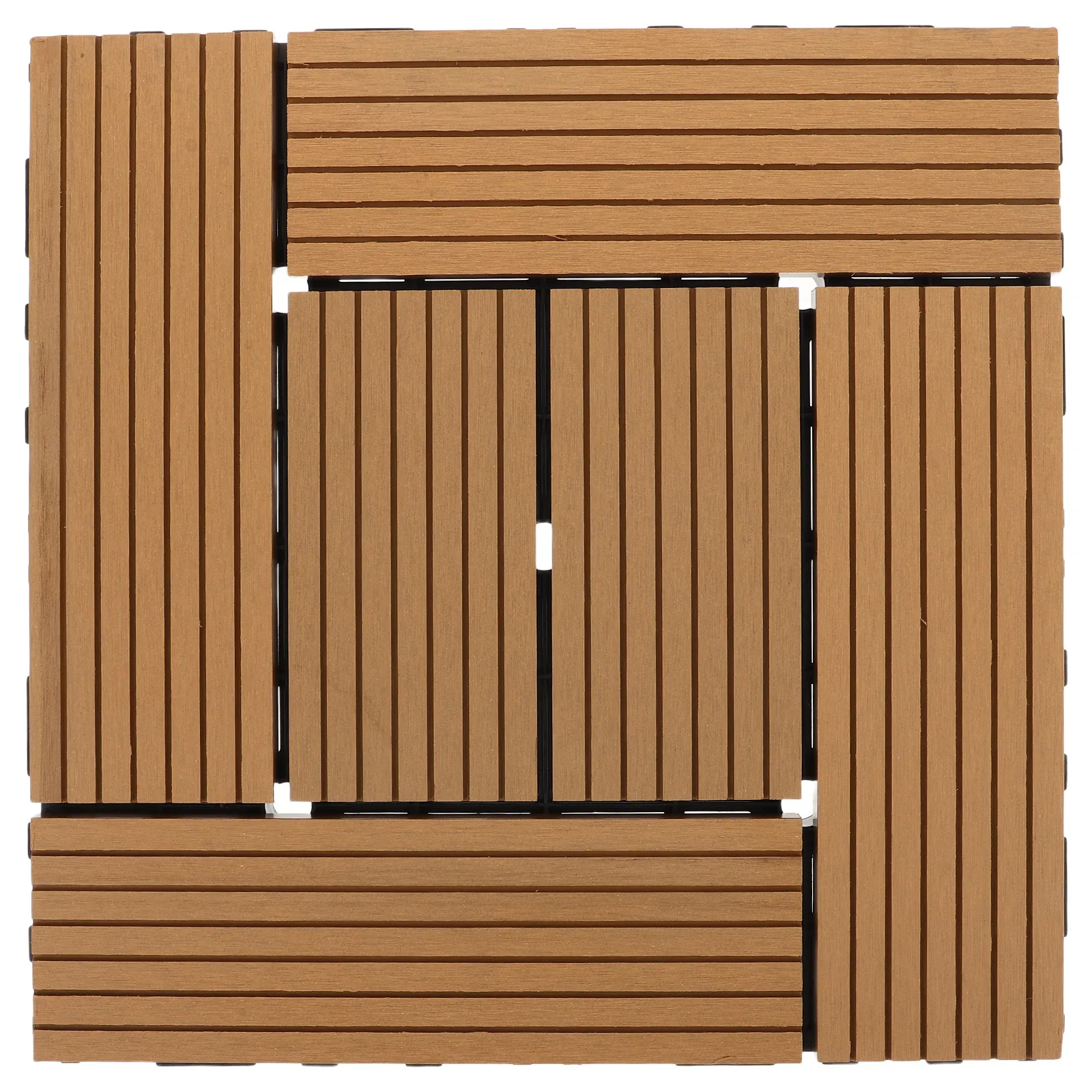 

Interlocking Plastic Wood Deck Tiles Outdoor Patio Flooring Balcony Porch Backyard 30.5x30.5x2cm Weather Resistant Garden