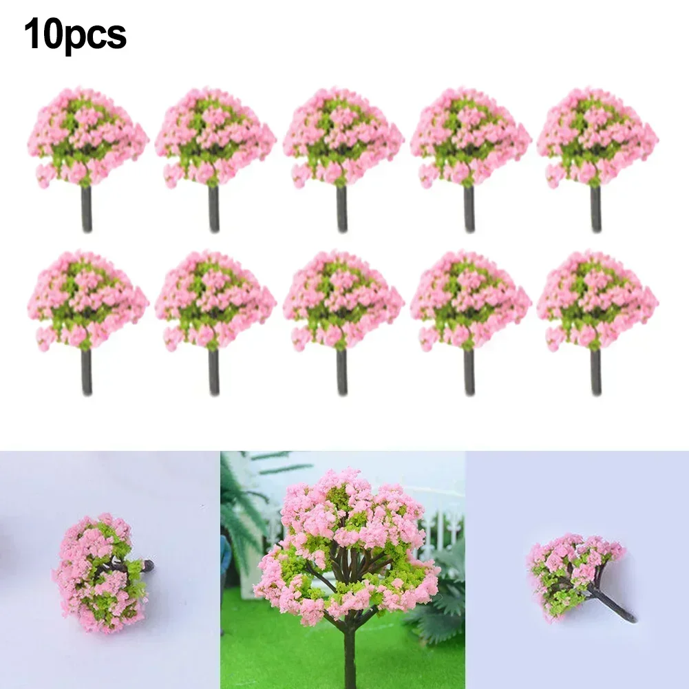 10pcs 1:100 4cm PlasticArtificial Miniature Flower Tree Scenery Railroad Decoration Building Landscape Model Accessories