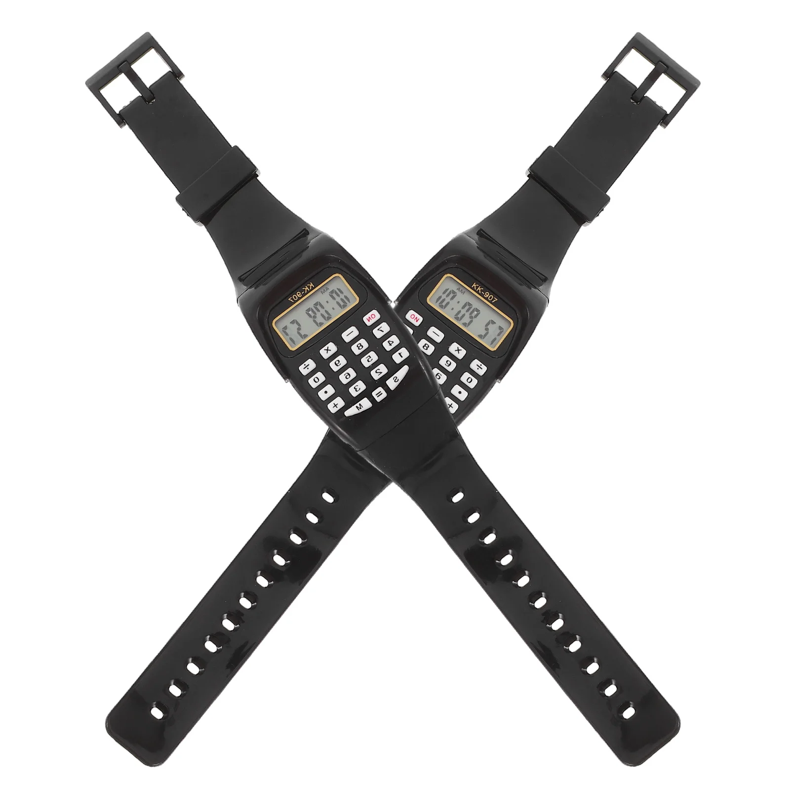 2Pcs Durable Calculator Watch for Kids Portable Calculation Wristwatch Easy Comfortable to Wear Black Children Watch